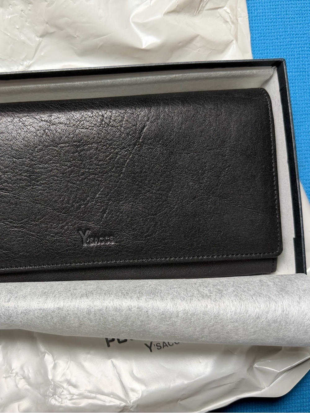 Y'SACCS Black Leather Long Wallet